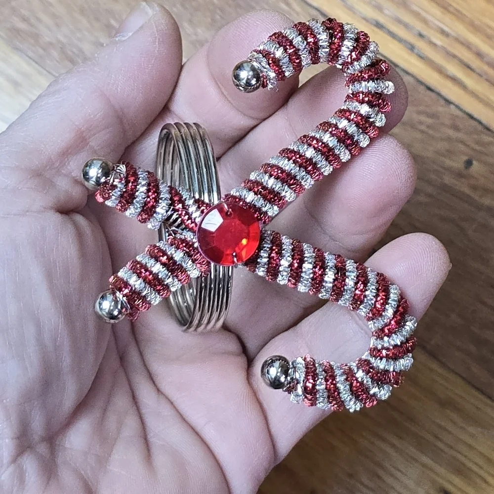 Sparkly Silver and Red Candy Cane Napkin Rings